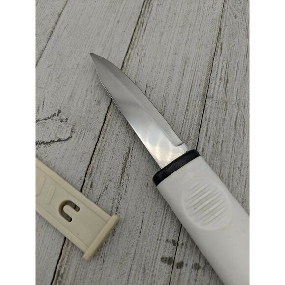 Shamburg Oil Vegetable Peeler Paring Knife 7 3/4" Stainless 3 1/2" Blade Cover - Picture 7 of 8